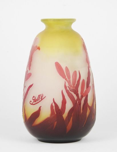 null ETABLISSEMENT GALLE : Vase out of multi-layer glass of ovoid form with decoration...