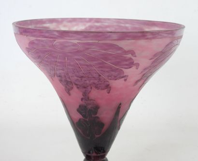 null 
LE VERRE FRANCAIS : Vase with flared neck in multi-layer glass with acid-etched...