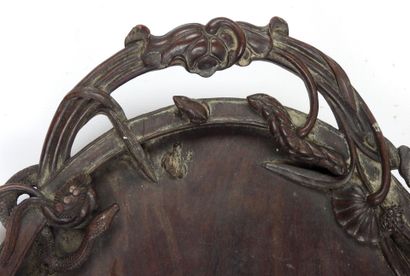 null CHINA or INDOCHINA: Important oval tray in exotic wood, the circumference with...