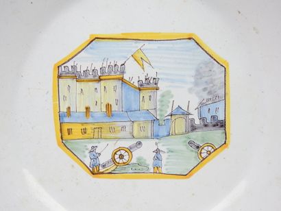 null NEVERS : Revolutionary plate "Prise de la Bastille" in earthenware with decoration...