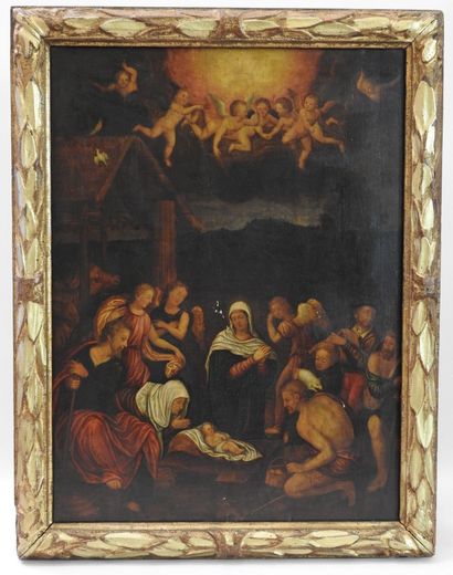 FLEMISH SCHOOL circa 1600: Nativity. Oak...
