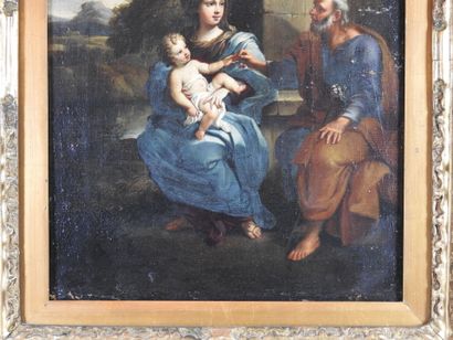 null Roman school of the XVIIIth century, follower of ZACCHI: Holy family in a landscape....