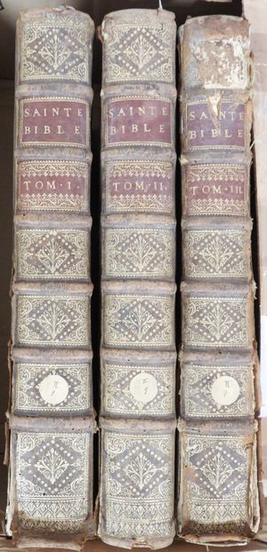 La Sainte Bible. 1715, 3 volumes in-foli...