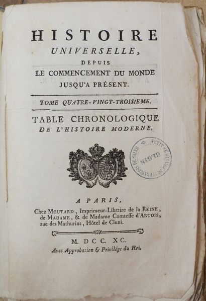 [HISTOIRE].  Histoire Universelle circa 1790...