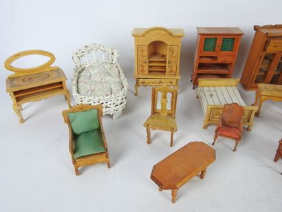 null LOT of small doll's furniture including chairs, armchairs, cupboards and various...