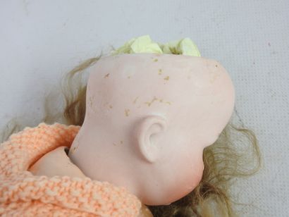 null HEUBACH-HÖPPELSDORF GERMANY: Porcelain head doll, sleeping eyes, open mouth,...