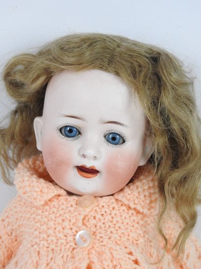 null HEUBACH-HÖPPELSDORF GERMANY: Porcelain head doll, sleeping eyes, open mouth,...