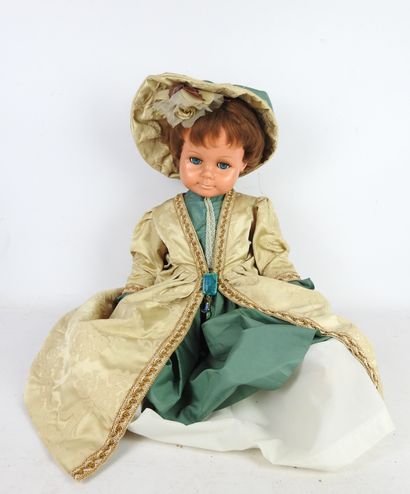 null IMPORTANT doll in soft plastic, dress in fabric with scroll patterns, with hat....