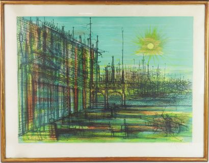 null 
Jean CARZOU (1907-2000) : 
Le palais des mirages»,1968.. Lithographie en couleur...