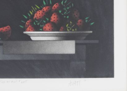 null Mario AVATI (1921-2009) : Des fraises au mois d'août. Lithographie contresignée,...