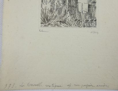null Jean Émile LABOUREUR (1877-1943) : La tonnelle rustique . Gravure en noir sur...