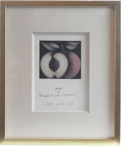 null Mario AVATI (1921-2009) : Pomme. Carte lithographiée annotée au graphite dans...