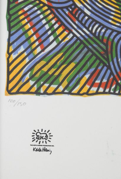 null Keith HARING (1958-1990) : Lithographie en couleur justifiée 100/150. Timbre...