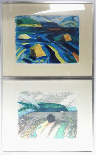 null Jens Uffe RASMUSSEN (1948) : Paysages abstraits. Deux lithographies. Signé....