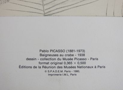 null Pablo PICASSO, d'après : Baigneuses au crabe. Estampe éditée par La Réunion...