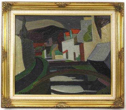 Jean RUYER (1917-1997). Paysage cubiste....