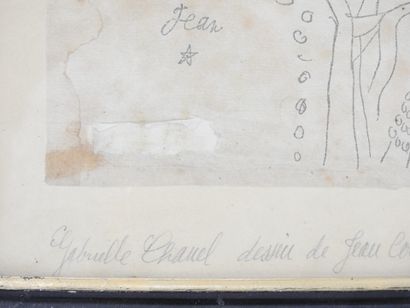 null Jean COCTEAU d'après. Gabrielle Chanel. Reproduction. 31 x 22 cm. (Usures).