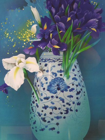 null Jean-Paul DONADINI (1951) : Fleurs. Lithographie justifiée 1/ 125. 72 x 53 cm...