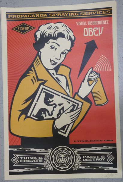 Shepard FAIREY (1970) : Stay up girl. Sérigraphie...