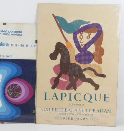 null DEUX AFFICHES d'exposition dont : Lapicque, Galerie Balanci Graham, 1973. Signé...