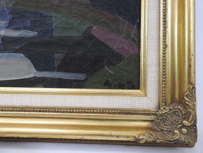 null Jean RUYER (1917-1997). Paysage cubiste. Huile sur toile. Signé en bas à gauche....
