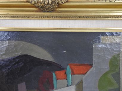 null Jean RUYER (1917-1997). Paysage cubiste. Huile sur toile. Signé en bas à gauche....