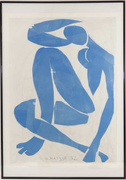 null MATISSE d'après. Nu bleu. Affiche du musée de Matisse à Nice. 87 x 66 cm.