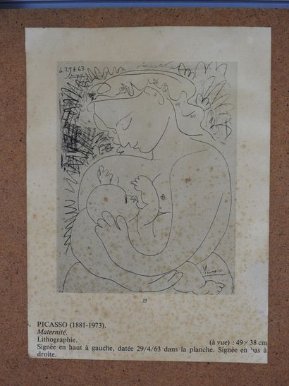 null Pablo PICASSO (1881-1973) d'après: Maternité. Lithographie. Signé en haut à...