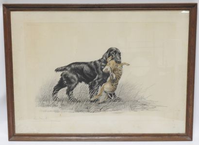 Léon DANCHIN after

Cocker with a hare

Lithograph...