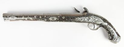 null Pistolet à Silex signé " Barnett London ", Vers 1825-1830

Canon jaspé octogonal...