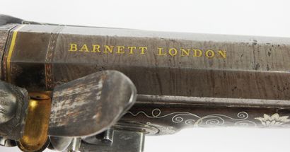 null Pistolet à Silex signé " Barnett London ", Vers 1825-1830

Canon jaspé octogonal...