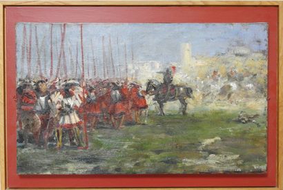 null Francis Tattegrain (Péronne, 1852 - Arras, 1915) attribué à

Scène de bataille...