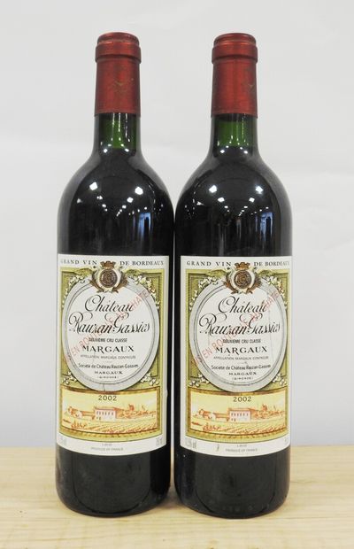 null 2 bottles

Château Rauzan Gassies - 2002

Margaux

Worn on the labels