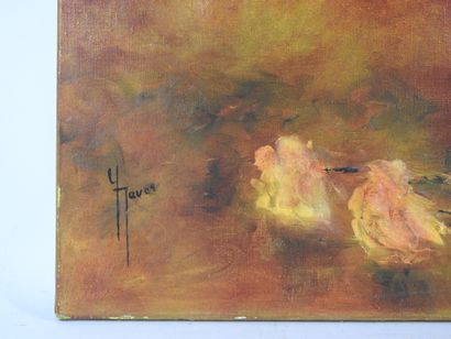 null Yveline JAVER (1949). Fleurs. Huile sur toile. Signé en bas à gauche. Daté au...