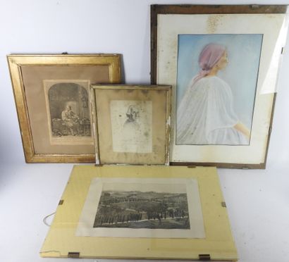 LOT including : an engraving after Tenier,...