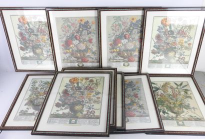 
LOT of 13 framed pieces, flowers from the...