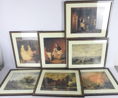 null LOT de 7 reproductions encadrées d'après artistes célèbres. 39 x 49 cm.