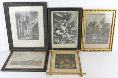 LOT of FIVE engravings including: after Launay...