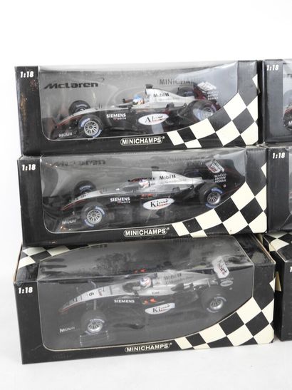 null MINICHAMPS : 6 voitures de courses F1 en boite dont McLaren. Echelle 1/18. ...