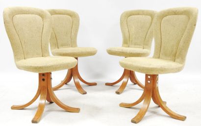 null Work of the 70s

Suite of 4 swivel chairs in natural wood, beige seat

H.: 86...