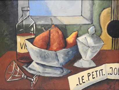 null Anonymous - XXth century

Fruit bowl and guitar.

Oil on canvas.

Signed "L.L".

37...