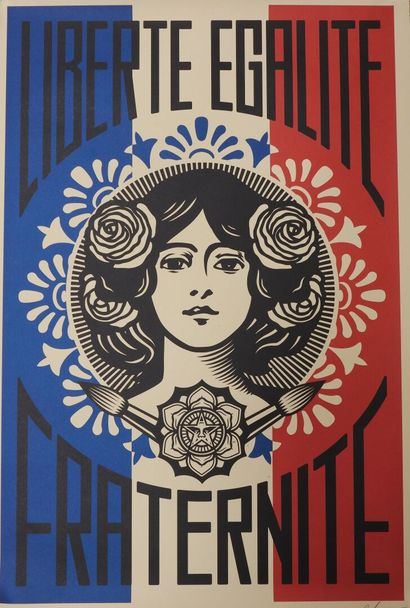 null Shepard FAIREY known as "Obey" (born in 1970)

Liberty, Equality, Fraternity.

Serigraphy...