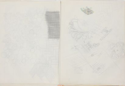 null Large artist's portfolio including an important lot of drawings on tracing paper...