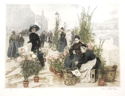 null Manuel ROBBE (1872-1936) d'après

Le marché aux fleurs.

Aquatinte.

Justifée...