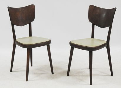 null René-Jean CAILLETTE (1919-2004) dans le goût de 

Paire de chaise en bois naturel,...