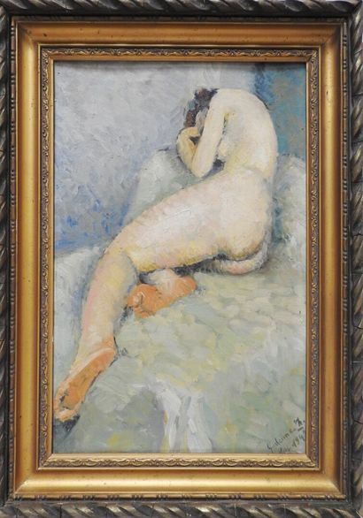 null Charles GADENNE (1925-2012)

Female nude lying down.

Oil on panel.

Signed...