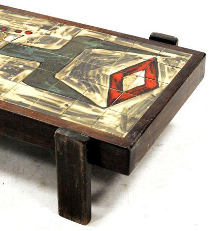 null DAN- Vallauris

Rectangular coffee table with an earthenware tile top with abstract...