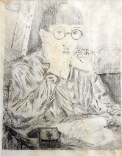 null Léonard FOUJITA (1886-1968) after

Self-portrait (1927).

Drypoint on vellum...