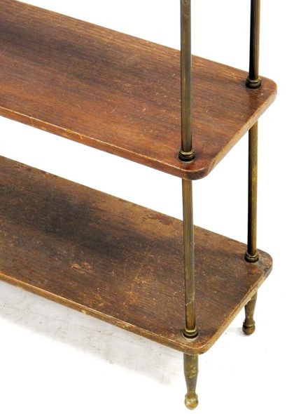 null Rectangular shelf with four trays in natural wood, in the neoclassical style....