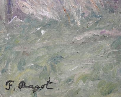 null F. RAGOT - XXeme siècle

Paysage de campagne 

Huile sur toile 

Signée en bas...